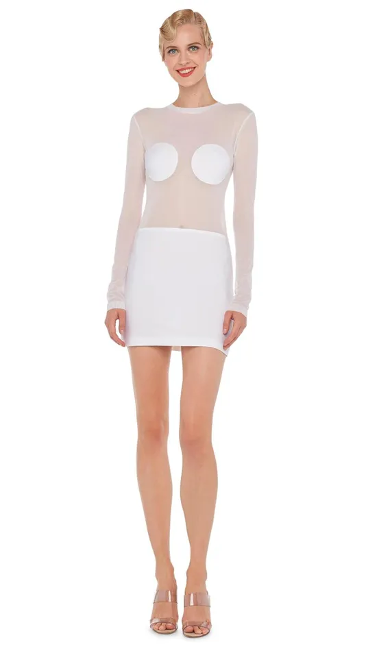 Norma Kamali Dresses DOT DASH MINI DRESS Snow Whitesnow White 8211 Clothing