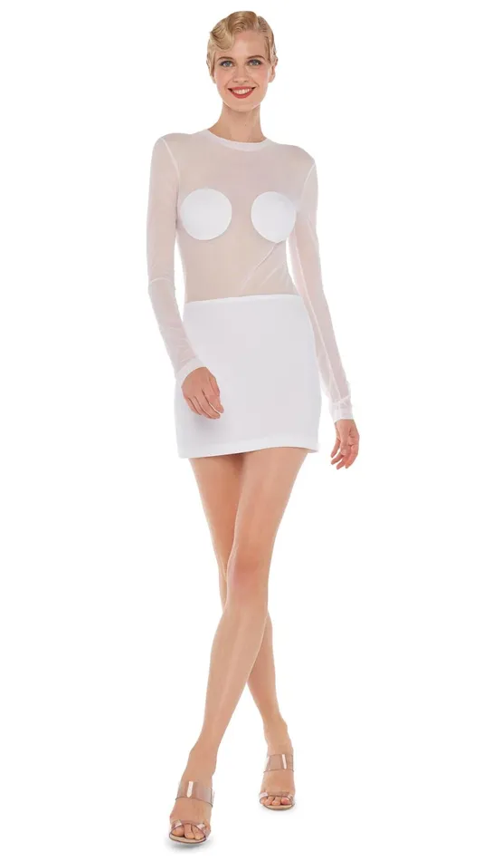Norma Kamali Dresses DOT DASH MINI DRESS Snow Whitesnow White 8211 Clothing