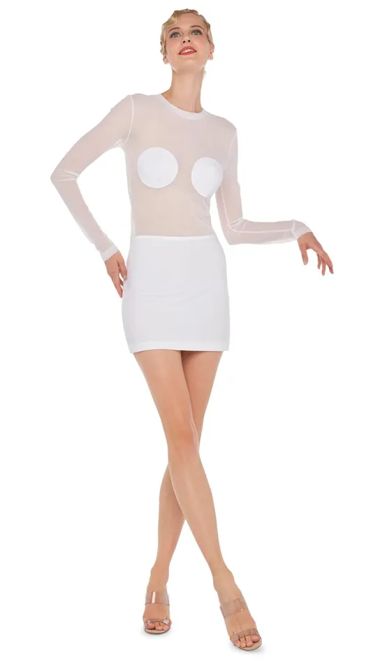Norma Kamali Dresses DOT DASH MINI DRESS Snow Whitesnow White 8211 Clothing