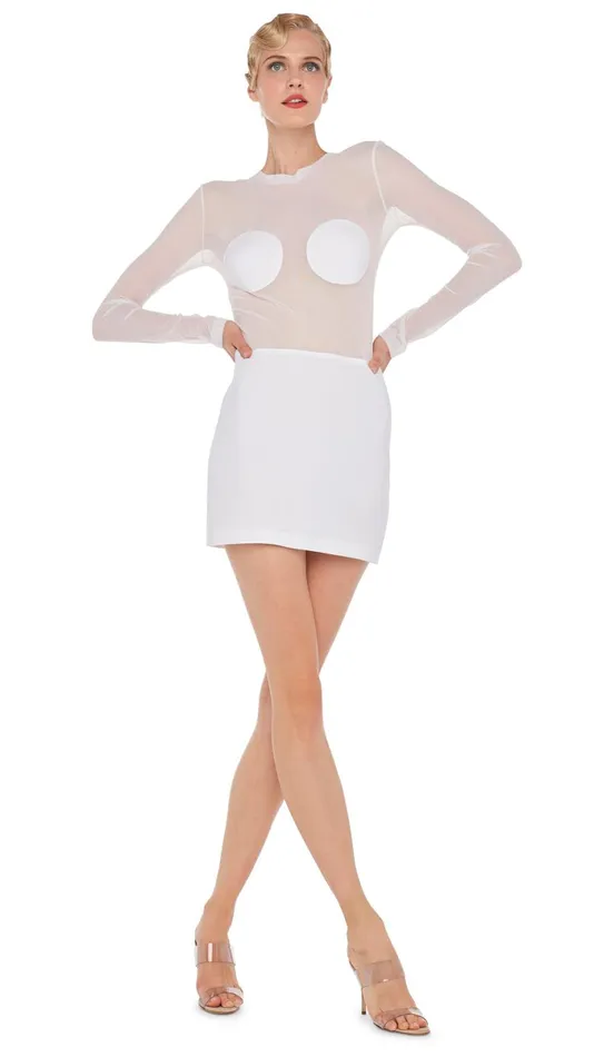 Norma Kamali Dresses DOT DASH MINI DRESS Snow Whitesnow White 8211 Clothing