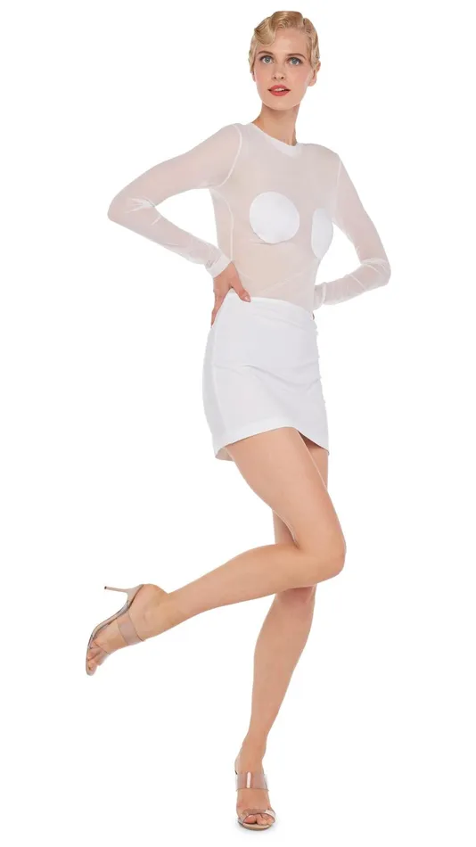 Norma Kamali Dresses DOT DASH MINI DRESS Snow Whitesnow White 8211 Clothing