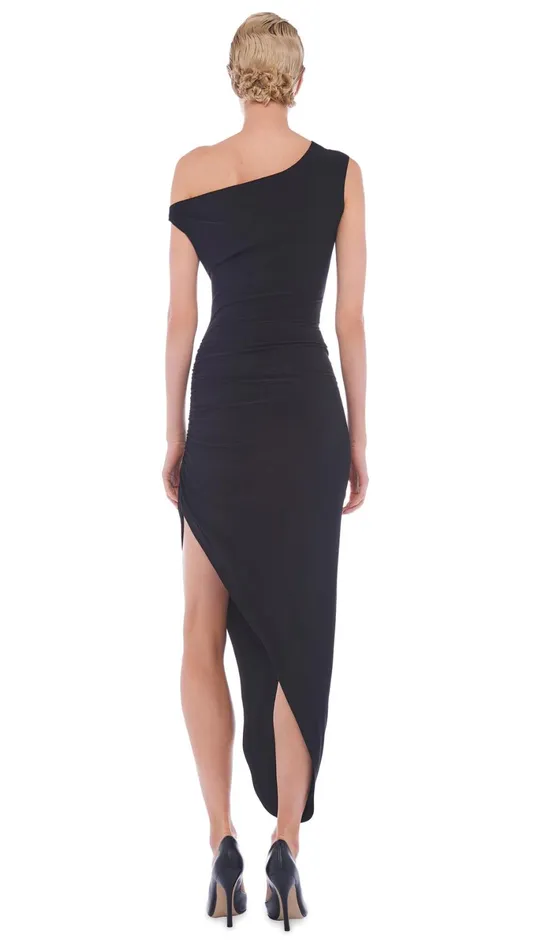 Norma Kamali Dresses DROP SHOULDER SIDE DRAPE GOWN Black 8211 Clothing