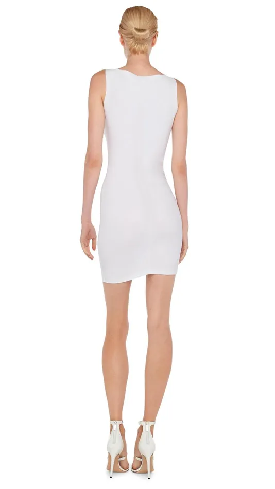 Norma Kamali Dresses SLEEVELESS DEEP V SHIRRED FRONT MINI Snow White 8211 Clothing Norma Kamali Dresses SLEEVELESS DEEP V SHIRRED FRONT MINI Snow White 8211 Clothing
