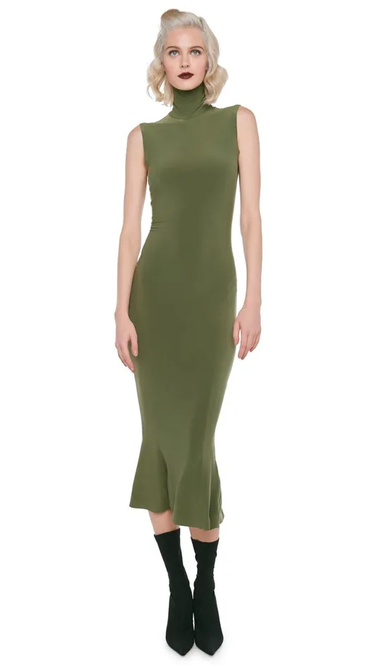 Norma Kamali Dresses TURTLE FISHTAIL DRESS Military 8211 Clothing
