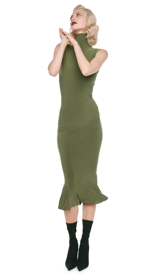 Norma Kamali Dresses TURTLE FISHTAIL DRESS Military 8211 Clothing