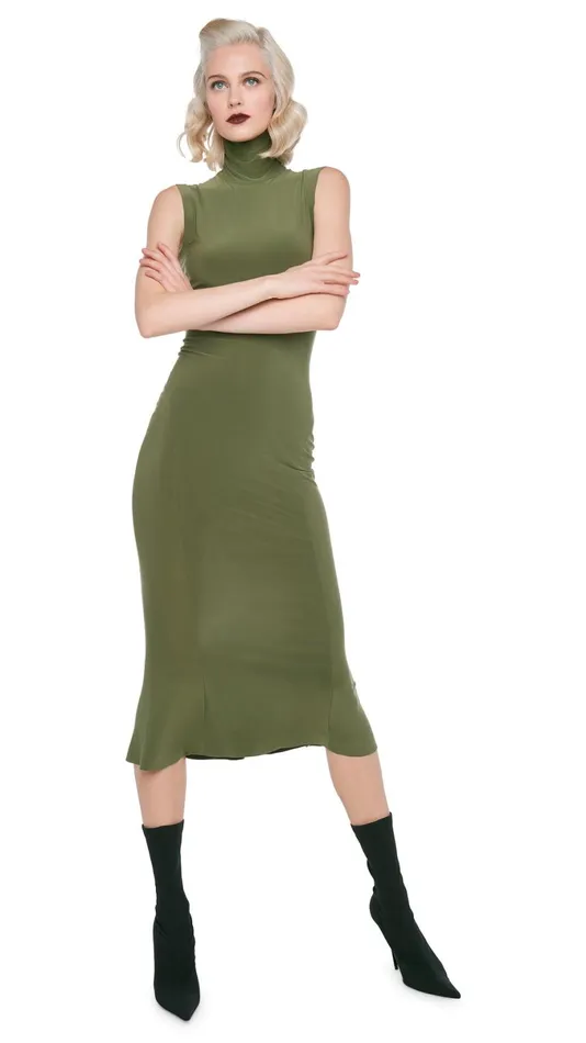 Norma Kamali Dresses TURTLE FISHTAIL DRESS Military 8211 Clothing