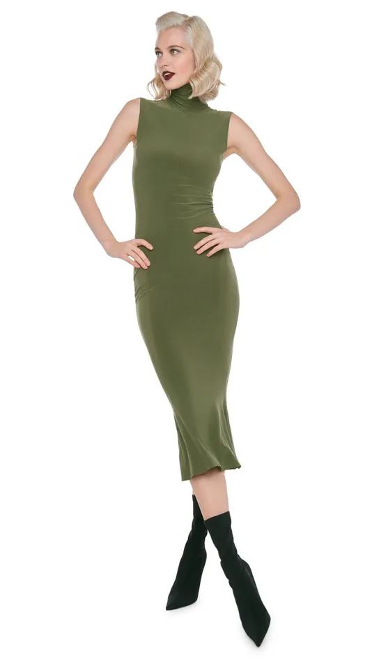Norma Kamali Dresses TURTLE FISHTAIL DRESS Military 8211 Clothing