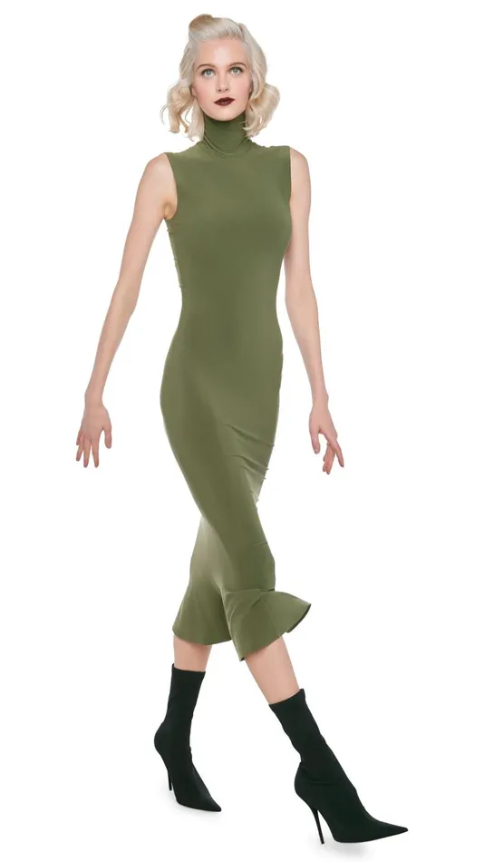 Norma Kamali Dresses TURTLE FISHTAIL DRESS Military 8211 Clothing