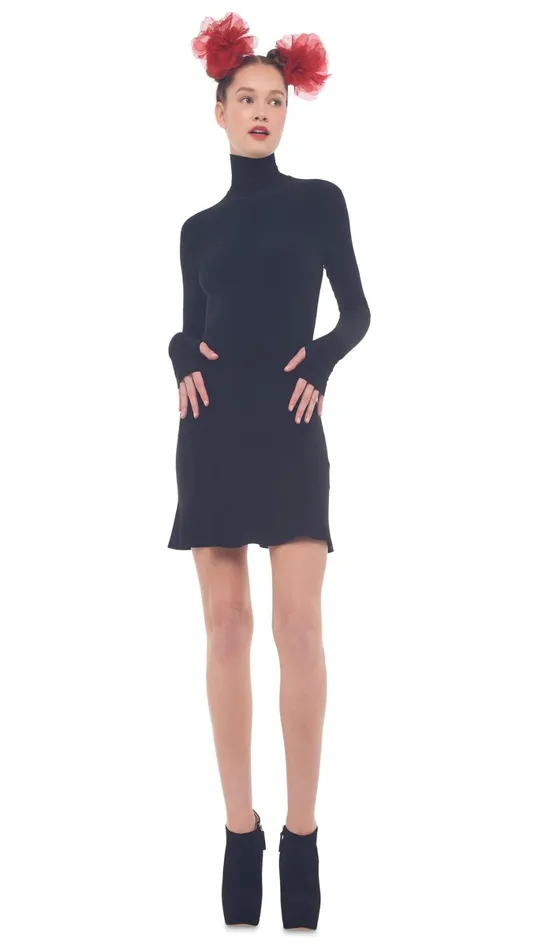 Norma Kamali Dresses TURTLE FISHTAIL MINI DRESS Black 8211 Clothing