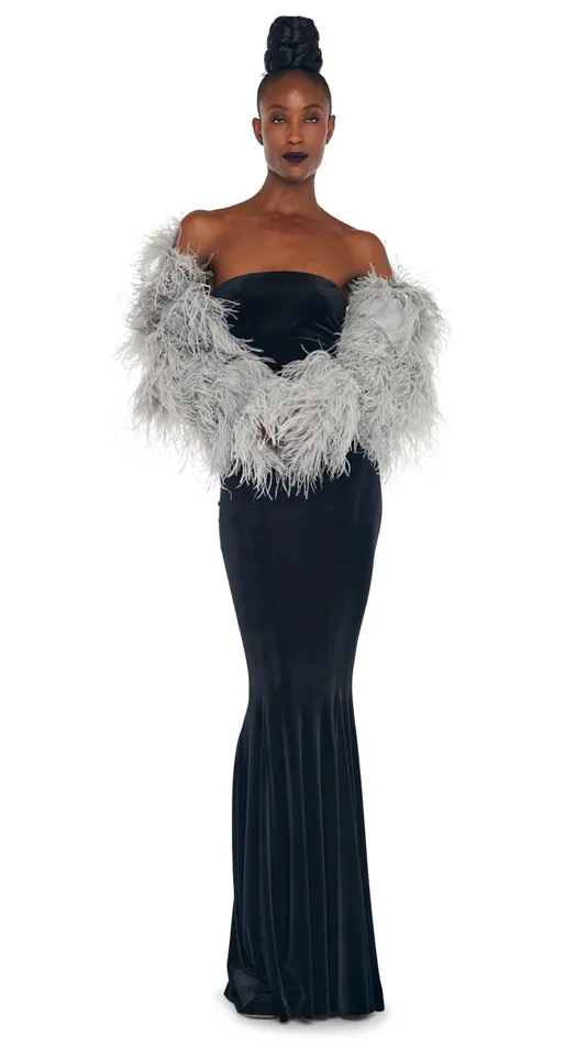 Norma Kamali Jackets ALL OVER FEATHER JACKET Silver 8211 Clothing