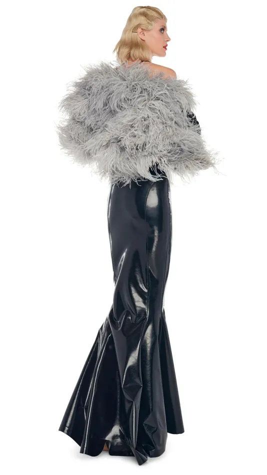 Norma Kamali Jackets ALL OVER FEATHER JACKET Silver 8211 Clothing