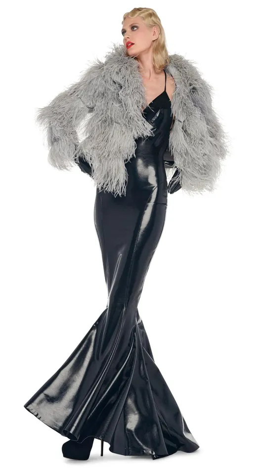Norma Kamali Jackets ALL OVER FEATHER JACKET Silver 8211 Clothing