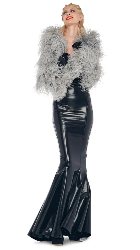 Norma Kamali Jackets ALL OVER FEATHER JACKET Silver 8211 Clothing