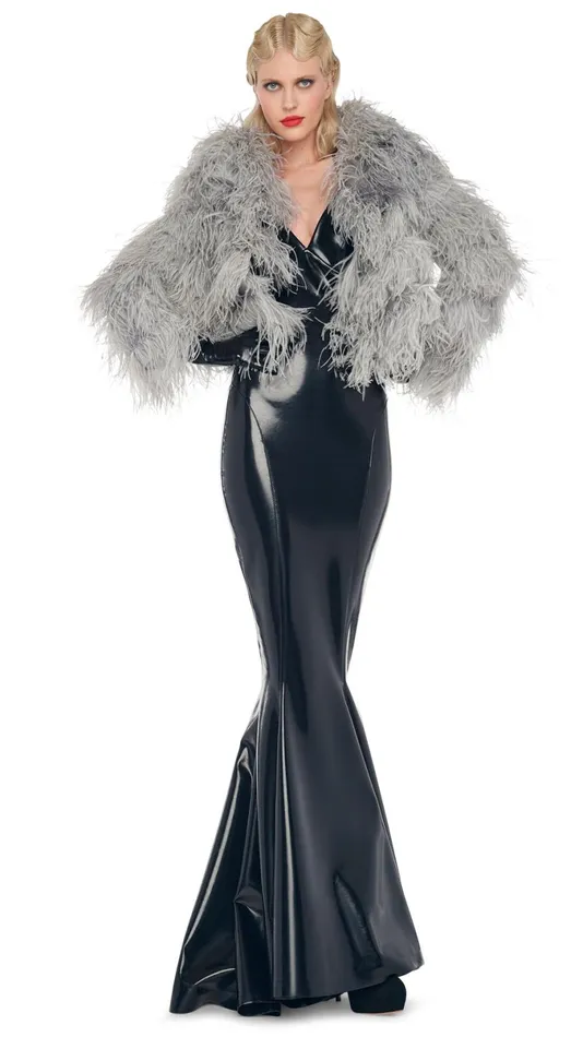 Norma Kamali Jackets ALL OVER FEATHER JACKET Silver 8211 Clothing