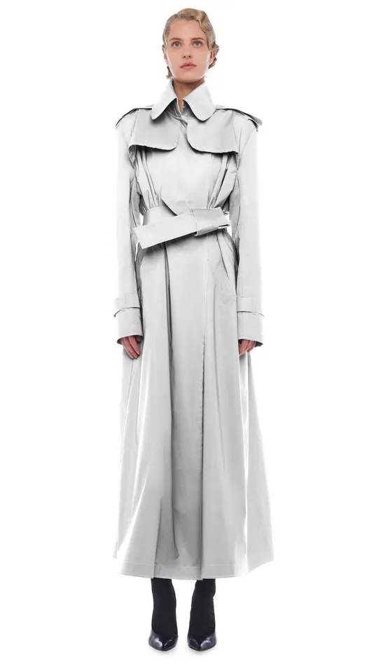 Norma Kamali Jackets DOUBLE BREASTED TRENCH ANKLE Grey 8211 Clothing