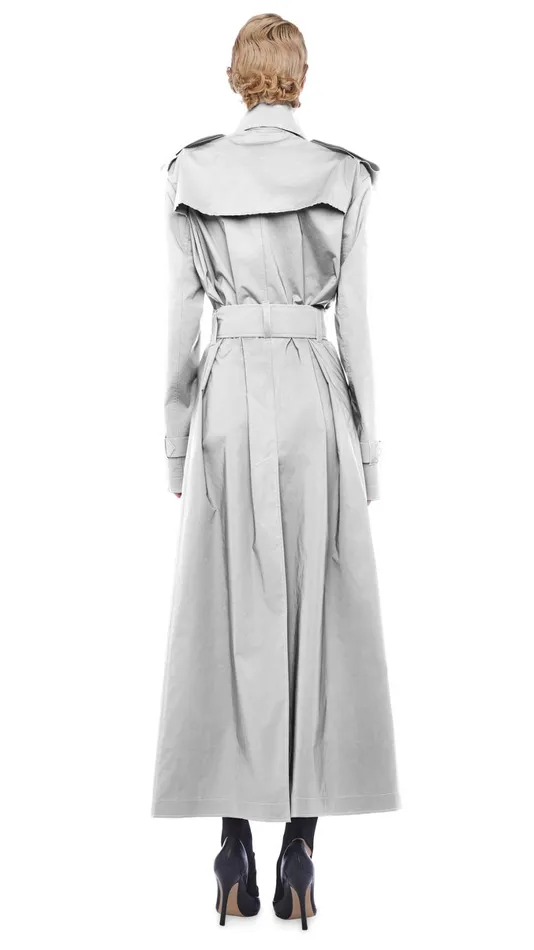 Norma Kamali Jackets DOUBLE BREASTED TRENCH ANKLE Grey 8211 Clothing