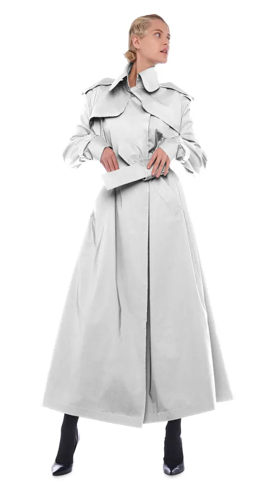 Norma Kamali Jackets DOUBLE BREASTED TRENCH ANKLE Grey 8211 Clothing
