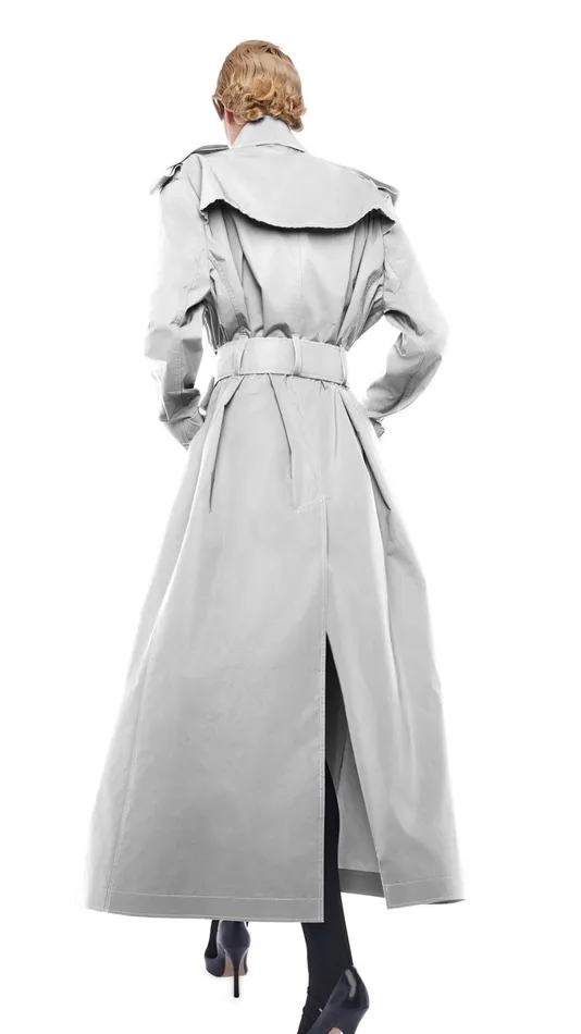 Norma Kamali Jackets DOUBLE BREASTED TRENCH ANKLE Grey 8211 Clothing