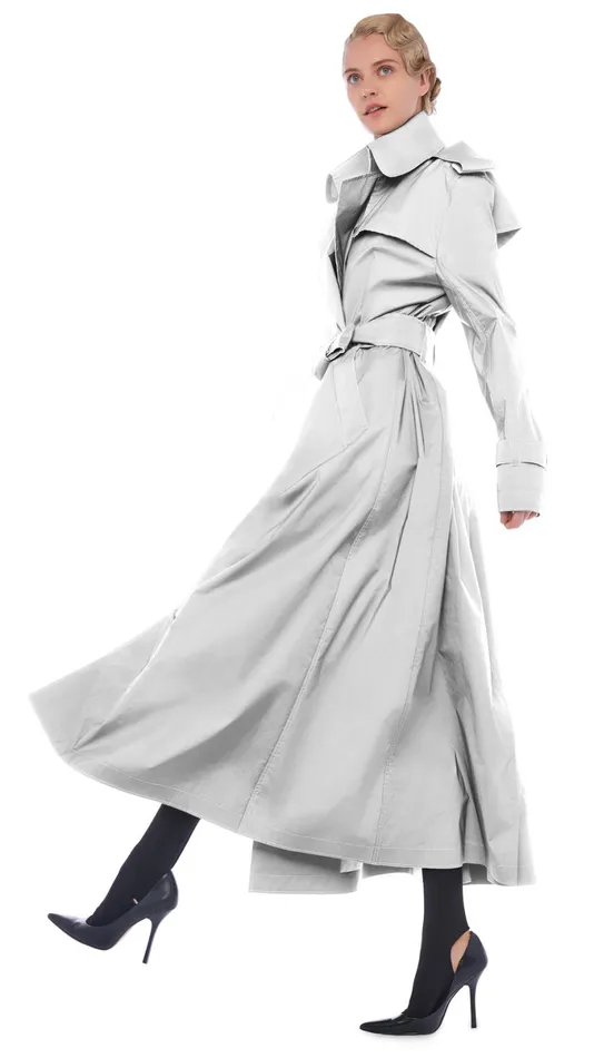 Norma Kamali Jackets DOUBLE BREASTED TRENCH ANKLE Grey 8211 Clothing