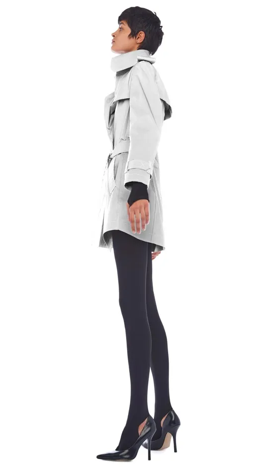 Norma Kamali Jackets DOUBLE BREASTED TRENCH MINI Grey 8211 Clothing