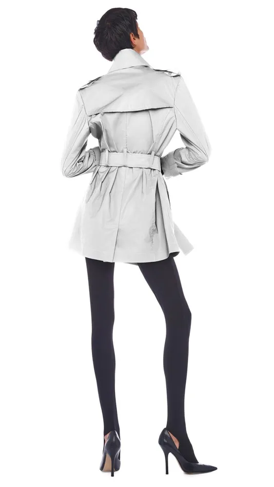 Norma Kamali Jackets DOUBLE BREASTED TRENCH MINI Grey 8211 Clothing