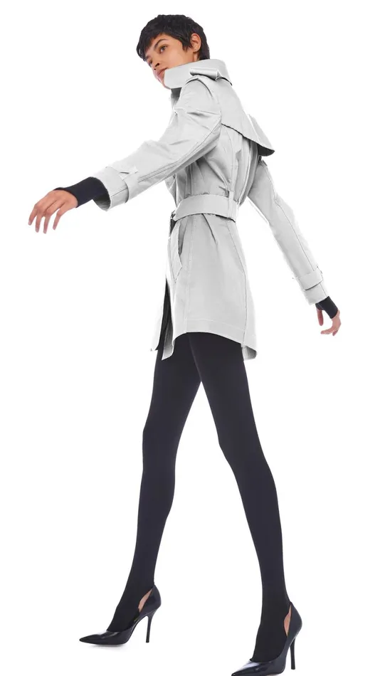 Norma Kamali Jackets DOUBLE BREASTED TRENCH MINI Grey 8211 Clothing
