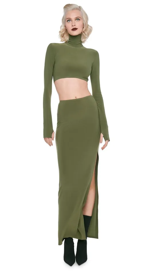 Norma Kamali Tops CROPPED TURTLE TOP Military 8211 Clothing