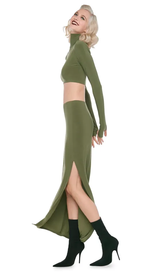 Norma Kamali Tops CROPPED TURTLE TOP Military 8211 Clothing