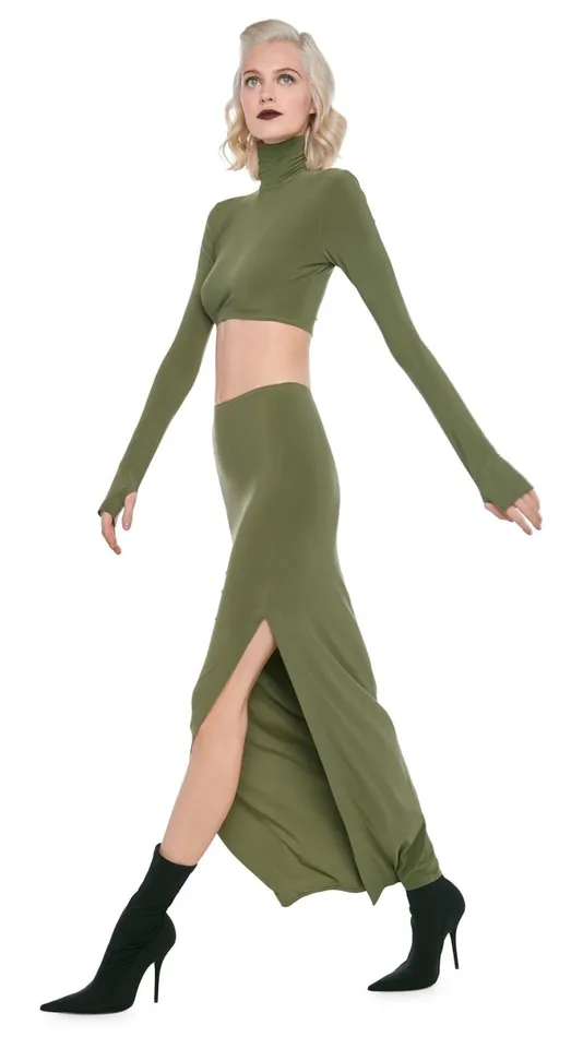 Norma Kamali Tops CROPPED TURTLE TOP Military 8211 Clothing