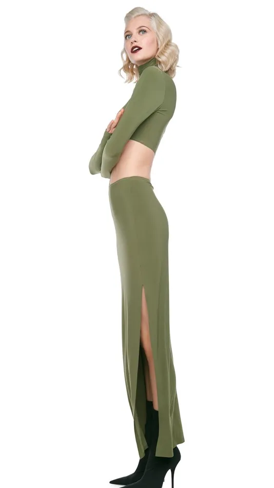 Norma Kamali Tops CROPPED TURTLE TOP Military 8211 Clothing
