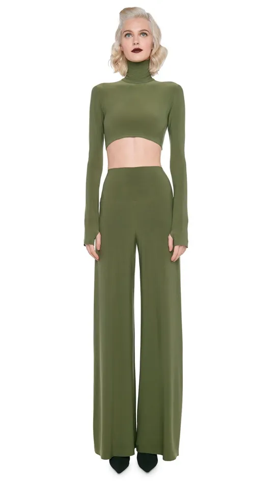 Norma Kamali Tops CROPPED TURTLE TOP Military 8211 Clothing