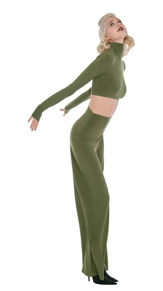 Norma Kamali Tops CROPPED TURTLE TOP Military 8211 Clothing