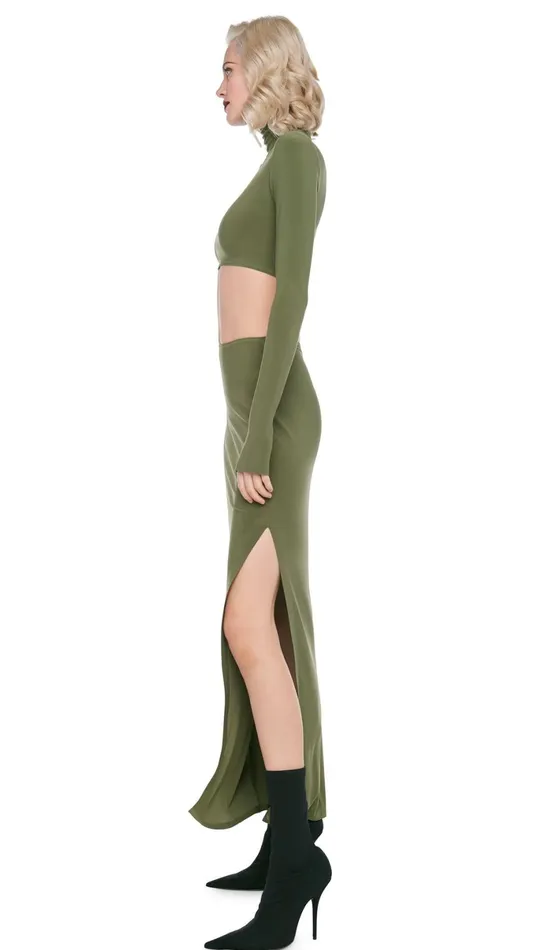 Norma Kamali Tops CROPPED TURTLE TOP Military 8211 Clothing