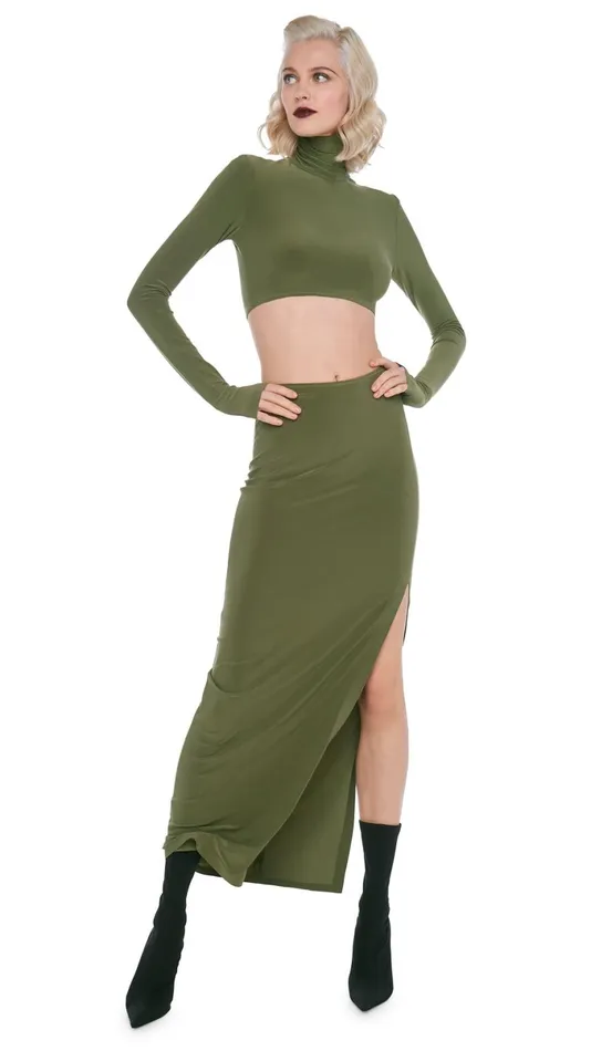 Norma Kamali Tops CROPPED TURTLE TOP Military 8211 Clothing