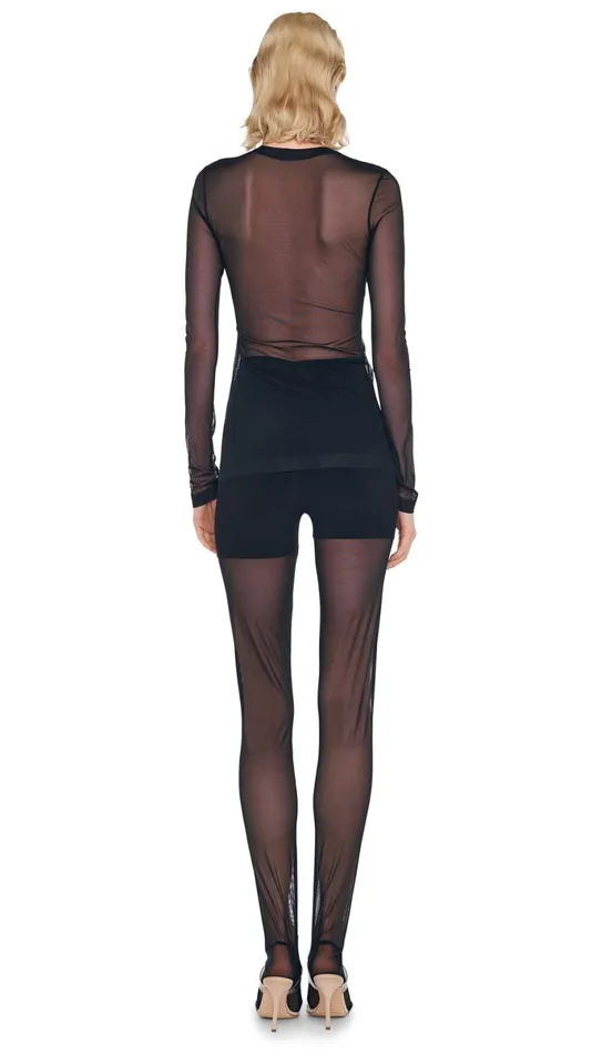 Norma Kamali Tops LONG SLEEVE DASH APPLIQUE TOP Blackblack Mesh 8211 Clothing Norma Kamali Tops LONG SLEEVE DASH APPLIQUE TOP Blackblack Mesh 8211 Clothing