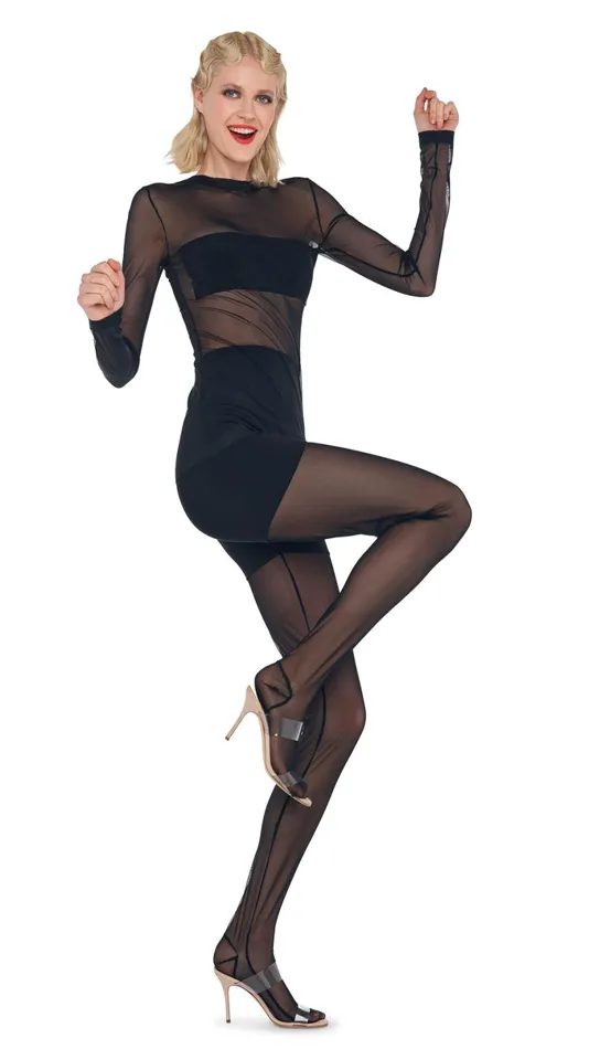 Norma Kamali Tops LONG SLEEVE DASH APPLIQUE TOP Blackblack Mesh 8211 Clothing Norma Kamali Tops LONG SLEEVE DASH APPLIQUE TOP Blackblack Mesh 8211 Clothing