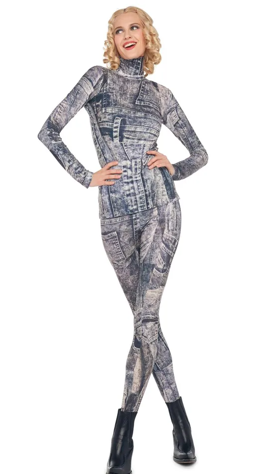 Norma Kamali Tops SLIM FIT LONG SLEEVE TURTLE TOP Blacknavy Denim Print 8211 Clothing Norma Kamali Tops SLIM FIT LONG SLEEVE TURTLE TOP Blacknavy Denim Print 8211 Clothing