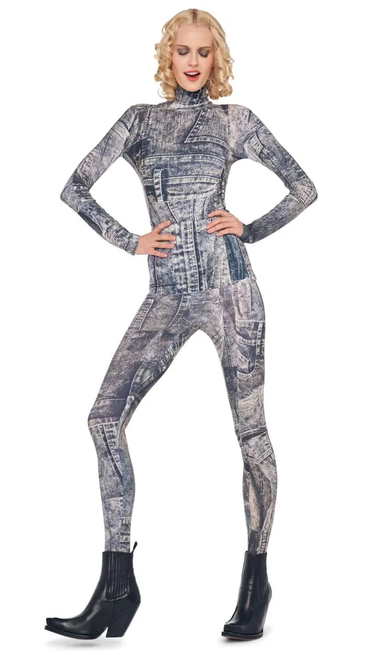 Norma Kamali Tops SLIM FIT LONG SLEEVE TURTLE TOP Blacknavy Denim Print 8211 Clothing Norma Kamali Tops SLIM FIT LONG SLEEVE TURTLE TOP Blacknavy Denim Print 8211 Clothing