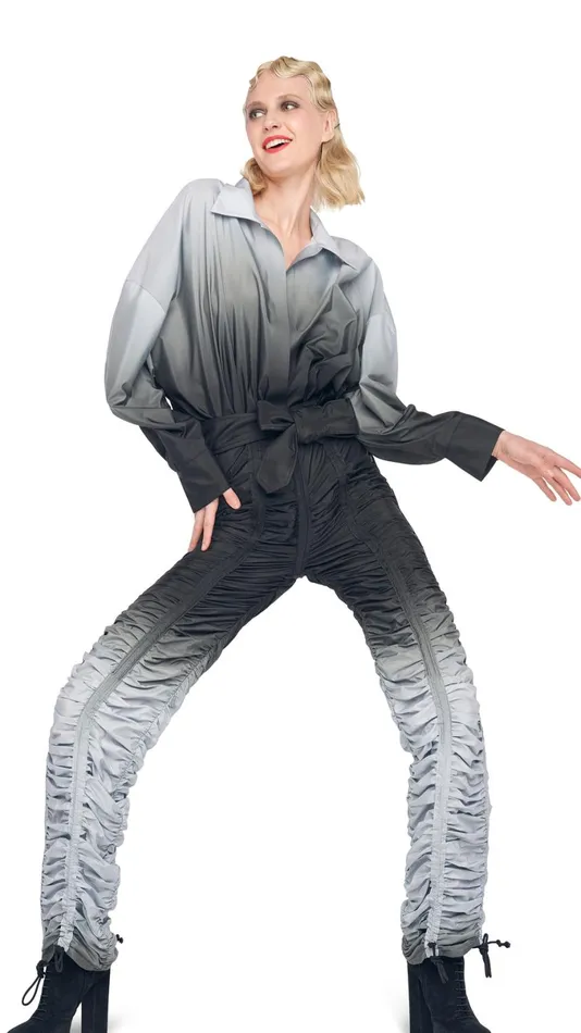 Norma Kamali Tops SUPER OS BF NK SHIRT BODYSUIT Blackgrey Ombre 8211 Clothing Norma Kamali Tops SUPER OS BF NK SHIRT BODYSUIT Blackgrey Ombre 8211 Clothing