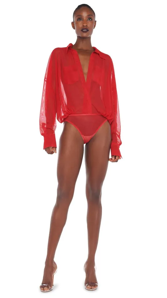 Norma Kamali Tops SUPER OS BF NK SHIRT BODYSUIT Tiger Red 8211 Clothing