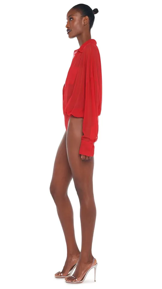 Norma Kamali Tops SUPER OS BF NK SHIRT BODYSUIT Tiger Red 8211 Clothing
