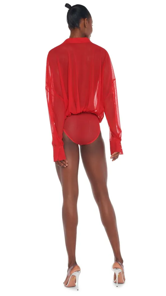 Norma Kamali Tops SUPER OS BF NK SHIRT BODYSUIT Tiger Red 8211 Clothing