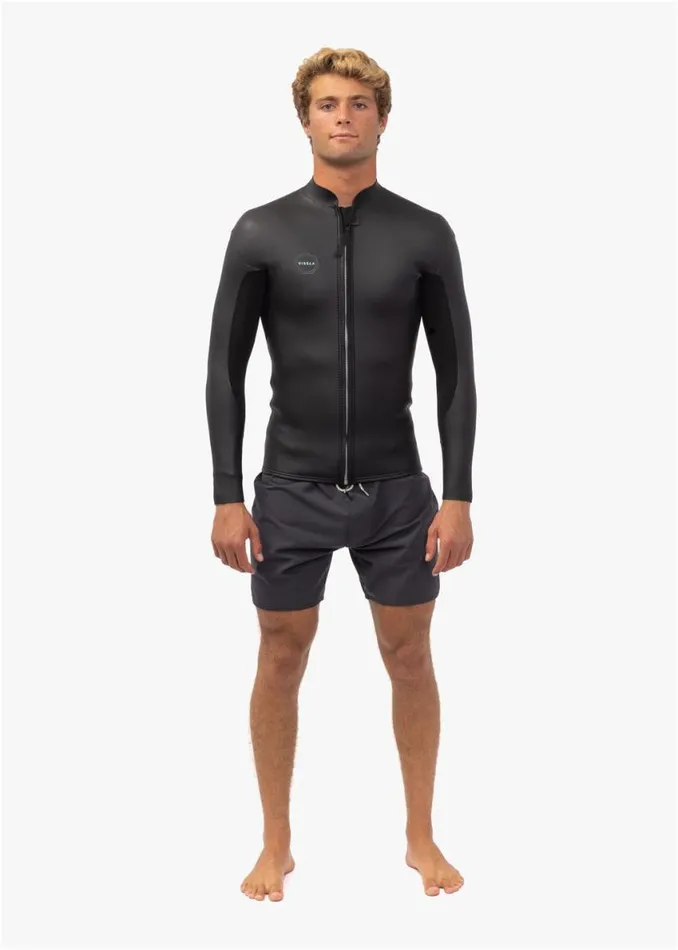 North Seas Smooth Front Zip Wetsuit Jacket Black Smoothie Men Vissla Wetsuits