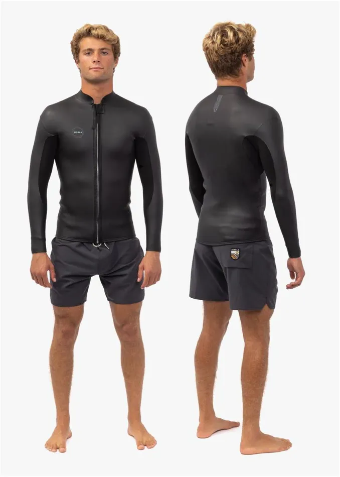 North Seas Smooth Front Zip Wetsuit Jacket Black Smoothie Men Vissla Wetsuits
