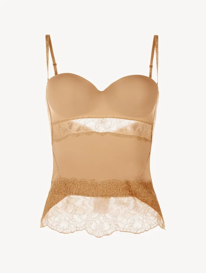 Nude Lycra Corset With Chantilly Lace Lingerie La Perla Bodysuits and Bustiers Nude Lycra Corset With Chantilly Lace Lingerie La Perla Bodysuits and Bustiers