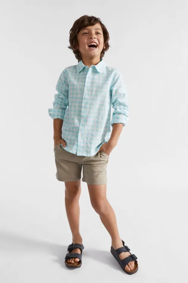 Occasion Boy Seed Heritage Check Linen Shirt Ocean Blue
