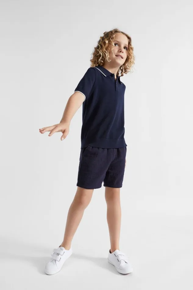 Occasion Boy Seed Heritage Knit Polo Midnight Blue