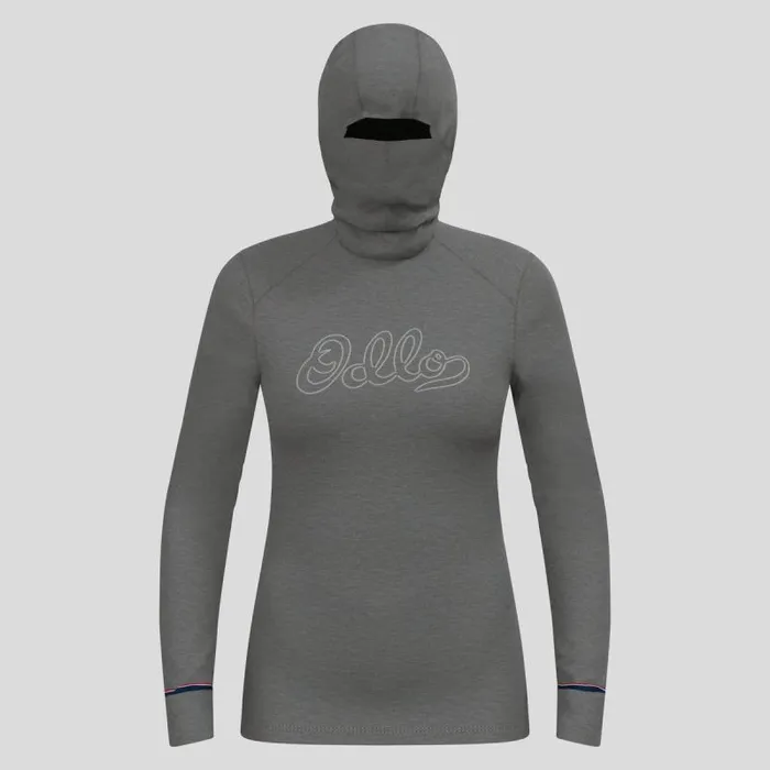 Odlo Base Layers The Active Warm Originals Base Layer With Facemask Odlo Steel Grey Melange 8211 Women