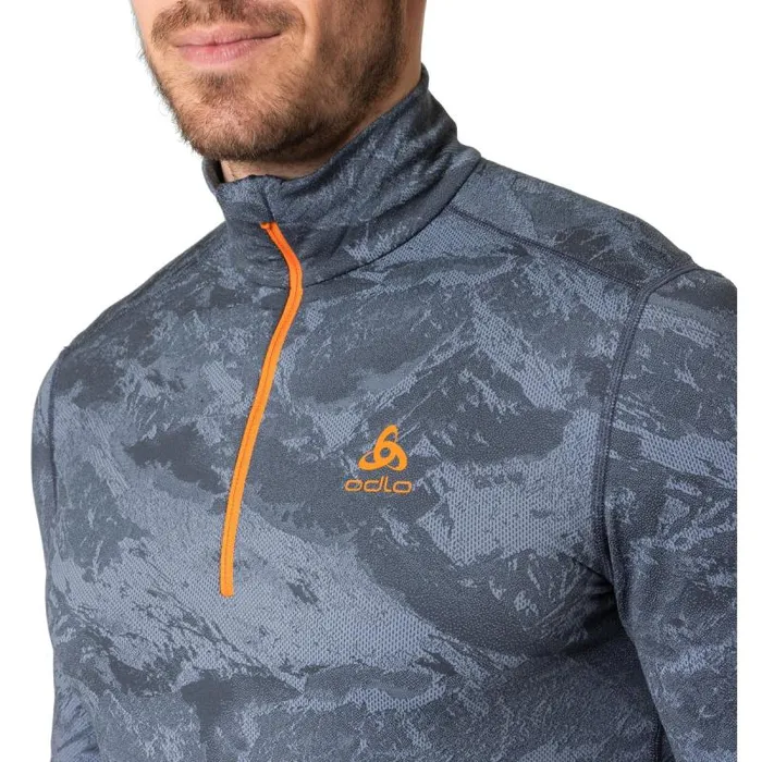 Odlo Base Layers The Whistler Base Layer HalfZip Folkstone Gray 8211 India Ink 8211 Men