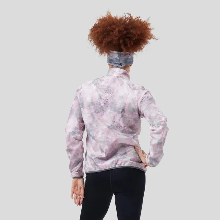 Odlo Jackets and Vests The Essentials Light Print Running Jacket Odlo Concrete Grey 8211 Festival Fuchsia 8211 Women